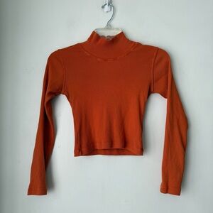 Big Bud Press Burnt Terracotta Long Sleeve Mock Neck Ribbed Shirt Unisex P